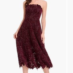 Elegant Burgundy Lace Midi Skirt
